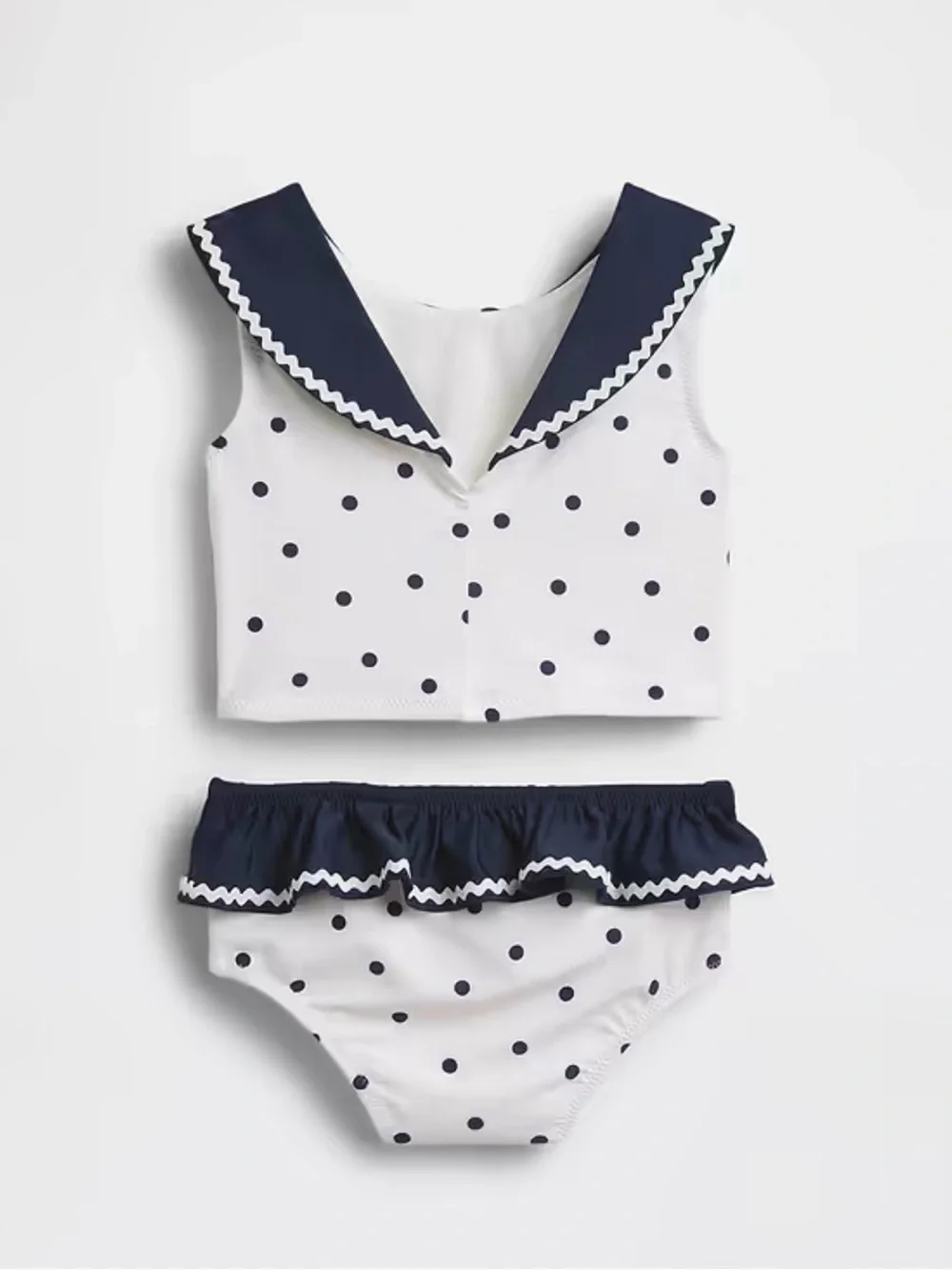 GAP White and Navy Polka Dot Two-Piece Swim Set